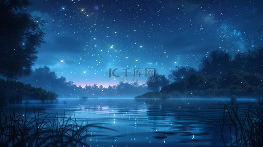 夜色森林星空合成创意素材背景