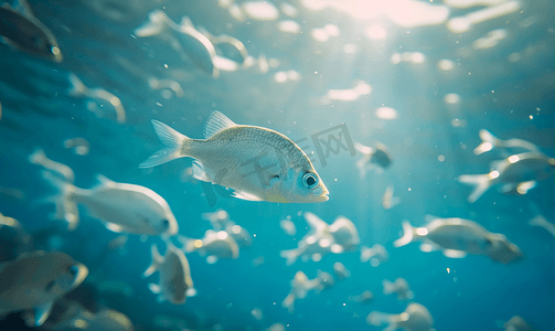 鱼儿在地中海沿岸的海水中游泳