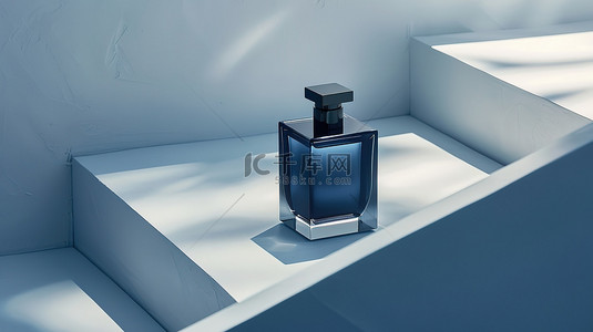 优雅的蓝色方形香水瓶背景素材