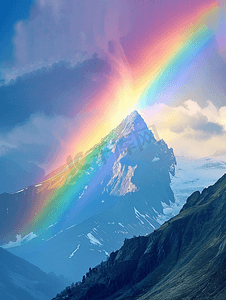 山峰上空的彩虹