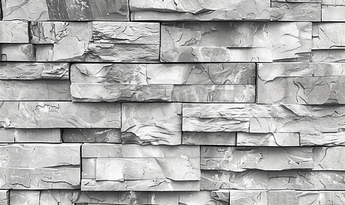 建筑装饰材料摄影照片_灰色石砖墙背景无缝墙图案
