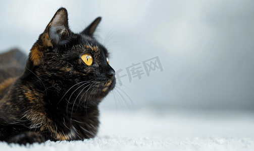 美丽的黄眼睛玳瑁猫
