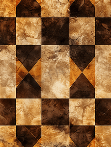 抽象波浪图案摄影照片_国际象棋图案棕色抽象背景