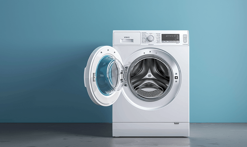 洗衣粉主页摄影照片_清空打开的洗衣机洗完衣服后干燥和晾干洗衣机