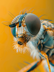 q版苍蝇摄影照片_强盗苍蝇吃昆虫时的宏观镜头选择性聚焦