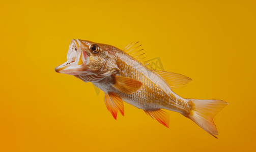 尖叫鱼的创意组合是黄色背景上的简约概念