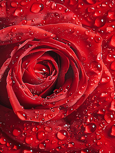 新鲜红玫瑰与水滴鲜艳的色彩自然花卉背景