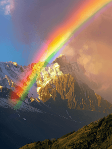 山峰上空的彩虹