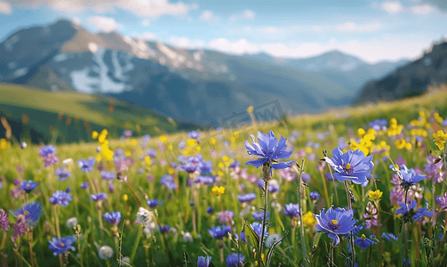 科罗拉多落基山脉的蓝紫色野花