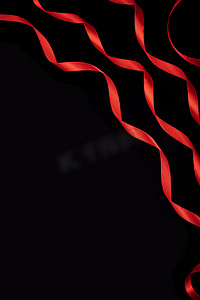 红色丝带创意黑色图片