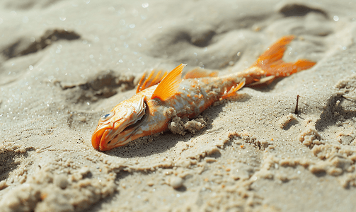 墨西哥自然摄影照片_死鱼被冲到墨西哥沙滩上