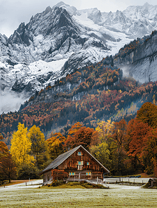 阿尔卑斯山脚下的小屋