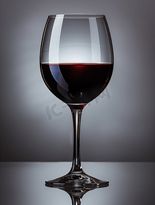 酒吧里反光表面的一杯深红葡萄酒