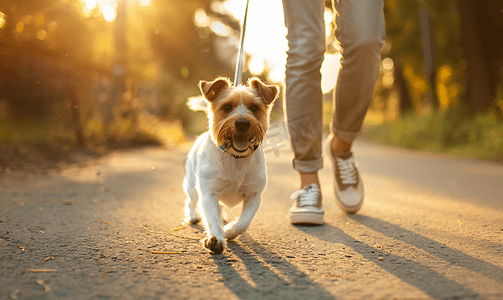 与爱犬一起快乐散步