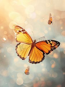 飞翔的美丽蝴蝶图像渲染