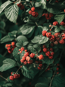 主题摄影美丽浆果枝黑莓灌木