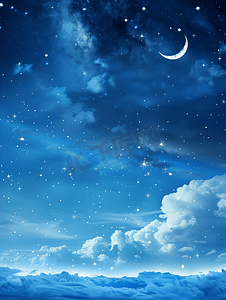 夜晚星空云朵摄影照片_夜晚的天空云朵和星星