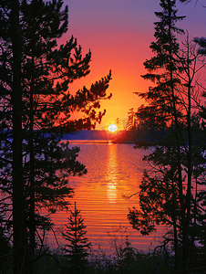 北部森林的壮丽日落