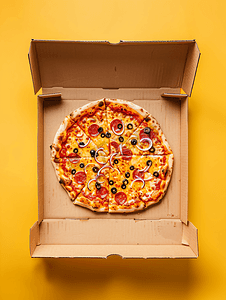 纸盒披萨快餐配送概念
