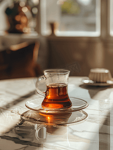 负责热情摄影照片_土耳其茶以传统玻璃杯盛放