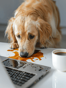 狗将咖啡洒在电脑笔记本电脑键盘上宠物造成的财产损失