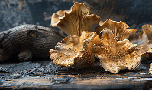 乌木摄影照片_干木耳或木耳蘑菇犹太人耳蘑菇真菌木质背景