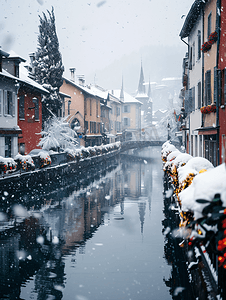 法国安纳西冬季暴风雪