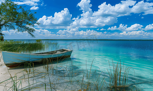 墨西哥尤卡坦州巴卡拉尔湖的美丽景色