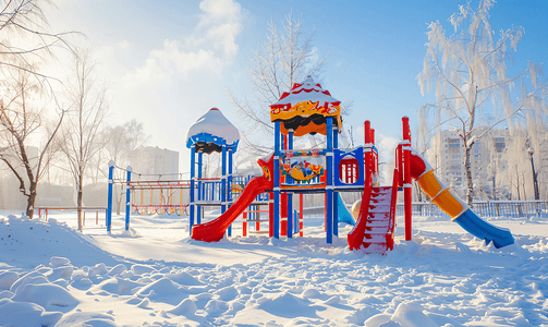 冬天的儿童游乐场