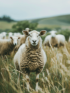 羊风景摄影照片_草原上的羊风景照片