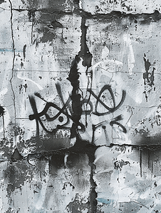 墙壁上的破坏行为涂鸦涂料流失损坏的表面涂有铭文