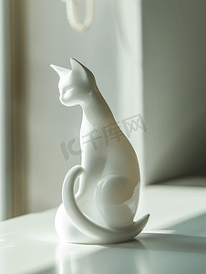 白色塑料猫雕塑内部细节