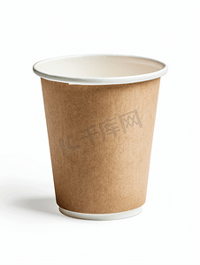 快速调奶冲奶摄影照片_空白带走牛皮纸咖啡杯孤立在白色背景