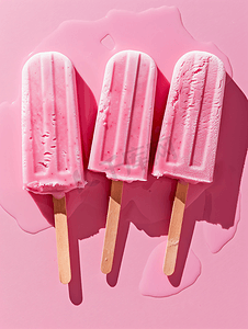 冰淇淋棒特写在柔和的色彩背景上