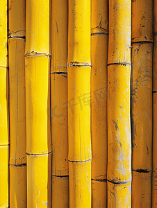 黄色背景竹篱笆背景