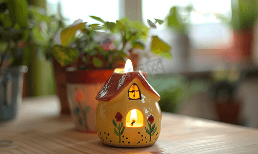 房子形状的陶瓷烛台