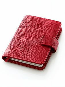 红色皮革笔记本孤立在白色与剪切路径