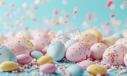 喜宴糖果盘摄影照片_复活节彩蛋概念中的糖果