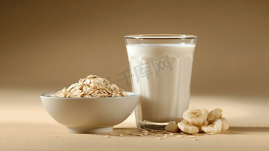 低脂早餐摄影照片_牛奶燕麦营养早餐摄影18