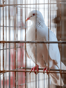笼子里的白鸽被锁在笼子里的鸽子