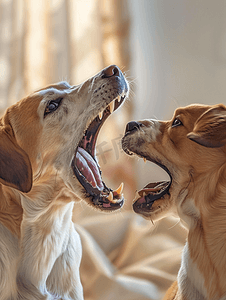 疯狂圣诞摄影照片_狗打架宠物玩耍狗咬动物攻击