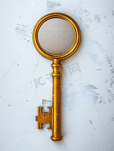 复古风格金色钥匙带镜子