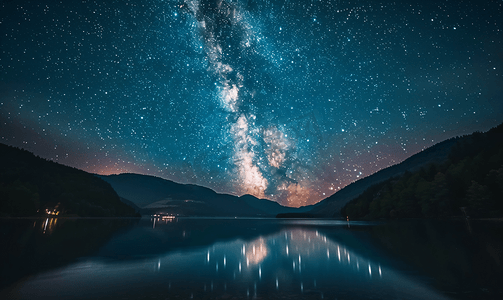 米尔施塔特上空美丽的夏日银河欣赏奥地利的湖泊