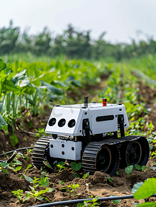 手绘计算机摄影照片_帮助运输和照料蔬菜种植园的自主机器人