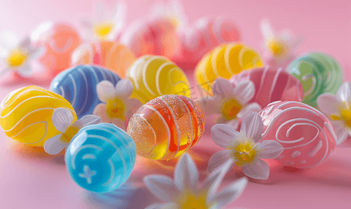 华夫饼插图摄影照片_复活节彩蛋概念中的糖果