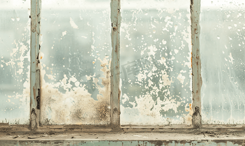 潮湿的屋子摄影照片_潮湿正在侵蚀窗户上的墙壁霉菌
