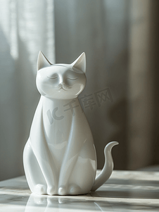 白色塑料猫雕塑内部细节
