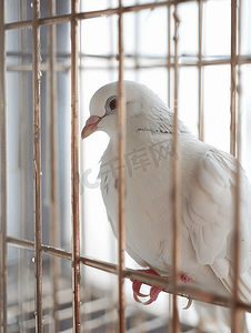 锁的符号摄影照片_笼子里的白鸽被锁在笼子里的鸽子
