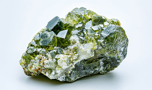 白色上滚制的钙铝榴石绿色石榴石岩