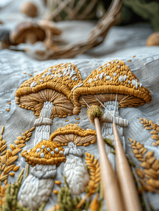蘑菇帽棉线刺绣工艺